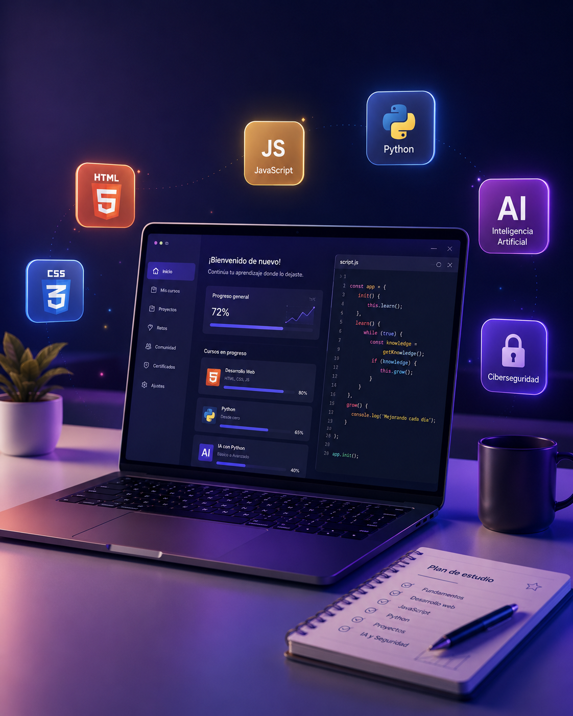 Ilustración de programación y tecnología moderna